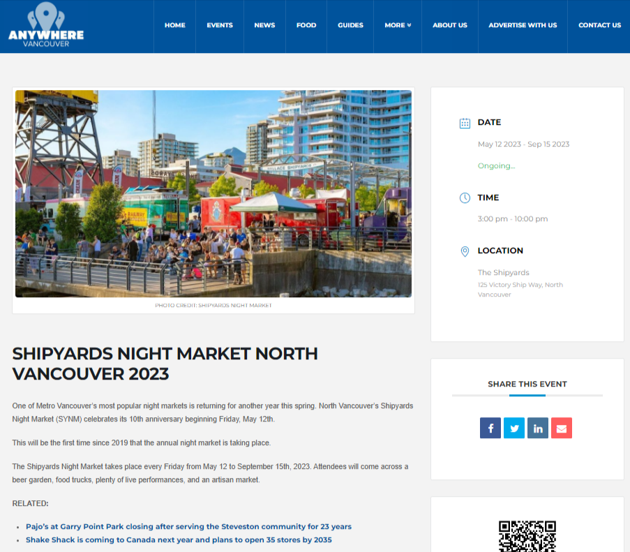 Press image_ANYWHERE VANCOUVER PRESS - North Vancouver Shipyards Night Market 2023