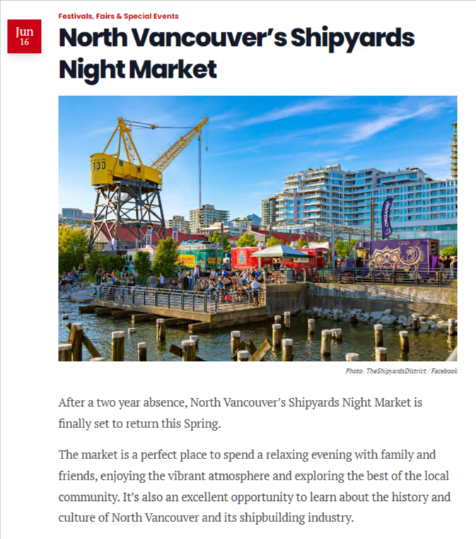 Press image_604 Now -NORTH VANCOUVER’S SHIPYARDS NIGHT MARKET