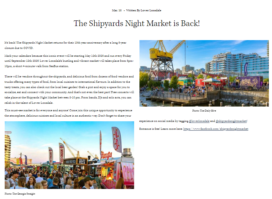 Press image_Lower Lonsdale_Mar. 15_Written By Lower Lonsdale -THE SHIPYARDS NIGHT MARKET IS BACK!