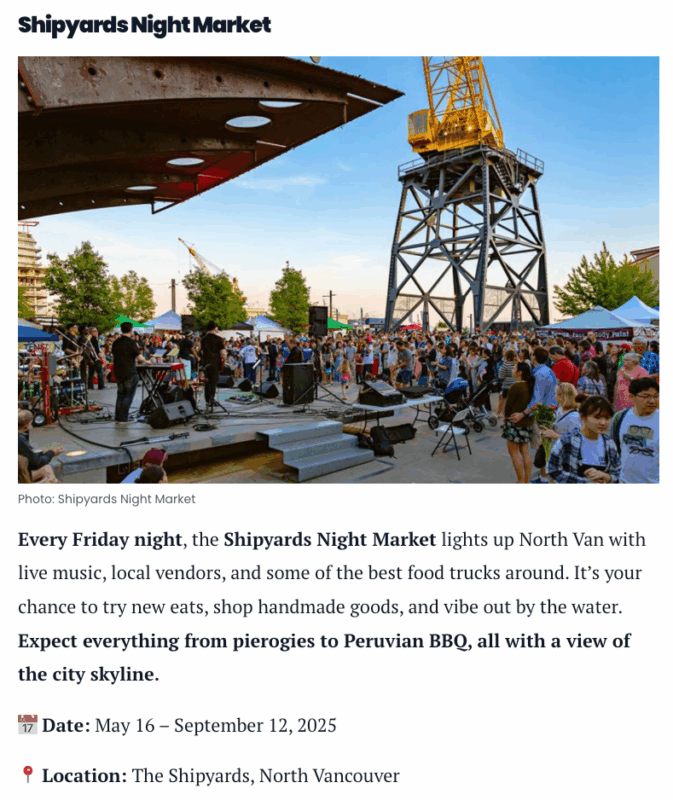 Press from 604now_38-Fun-Things-To-Do-in-Metro-Vancouver-This-May_News_Shipyards Night Market 2025
