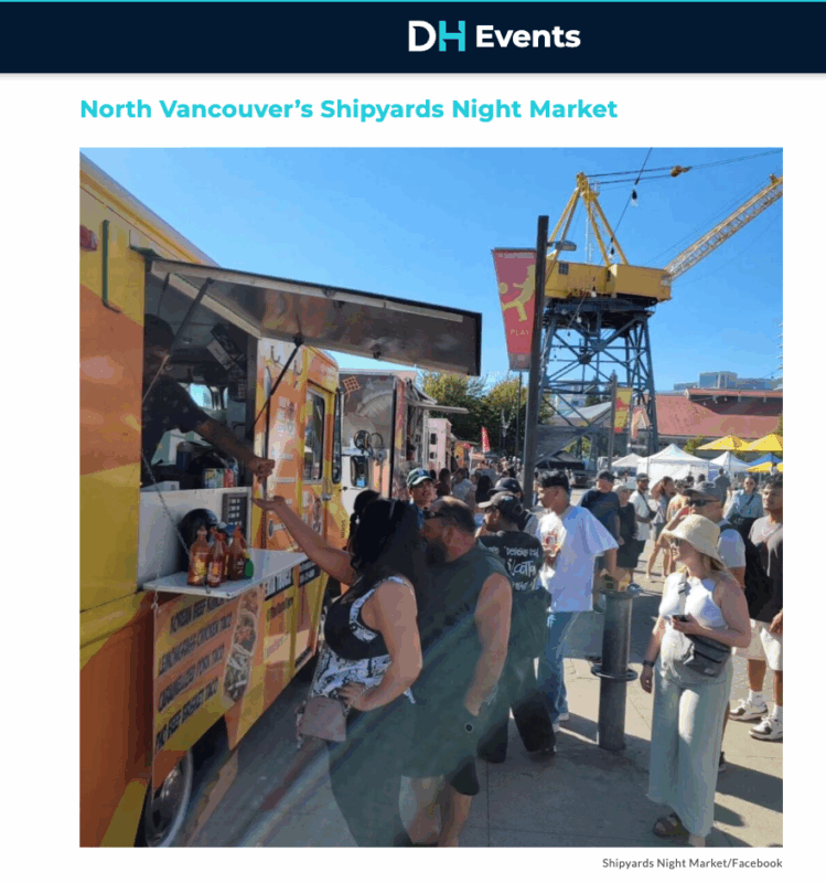 Press from DH dailyhive_ More than 20 FREE and cheap things to do in Vancouver this May_Shipyards Night Market 2025